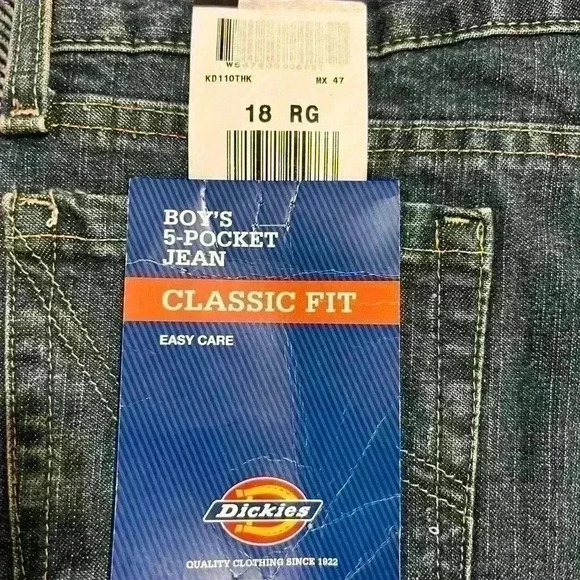 Dickies *NWT* Boys Classic Fit Blue Jeans size 18 Regular (2013) - Picture 7 of 8